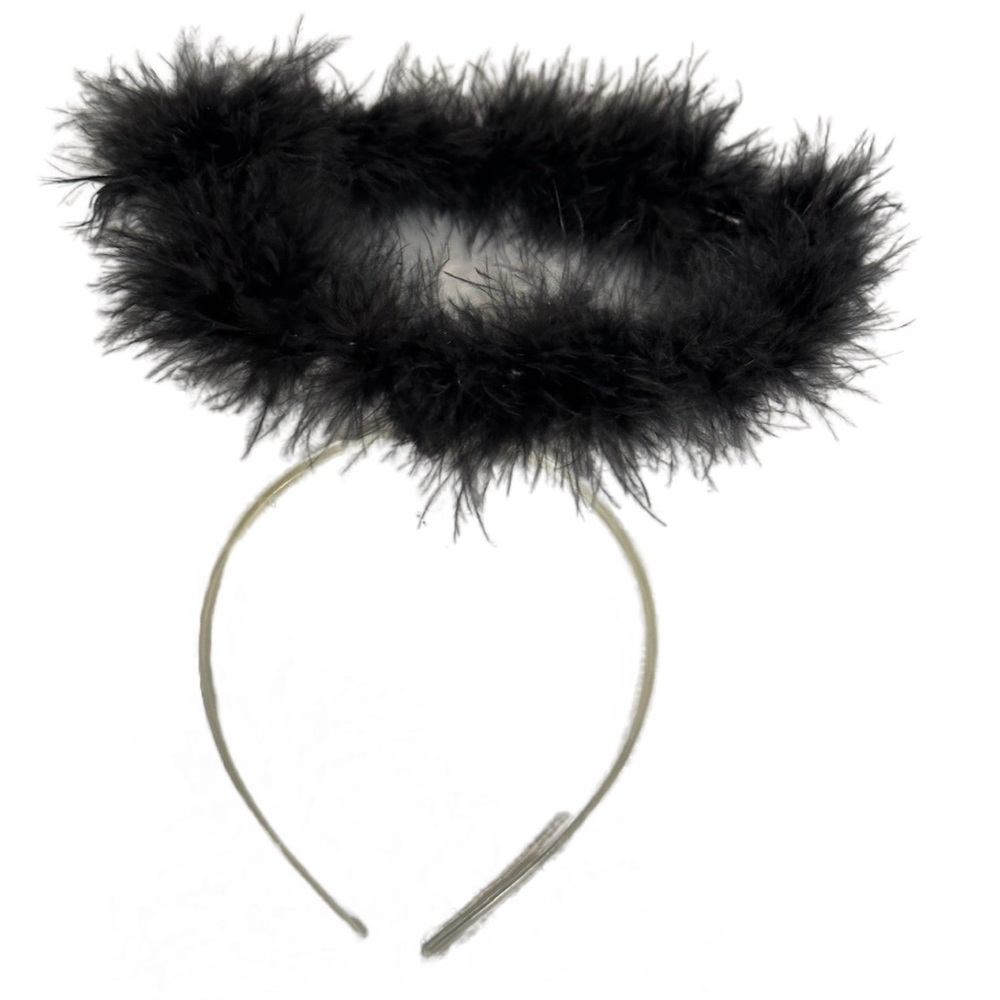 Fluffy Black Halo Angel Headband Halloween